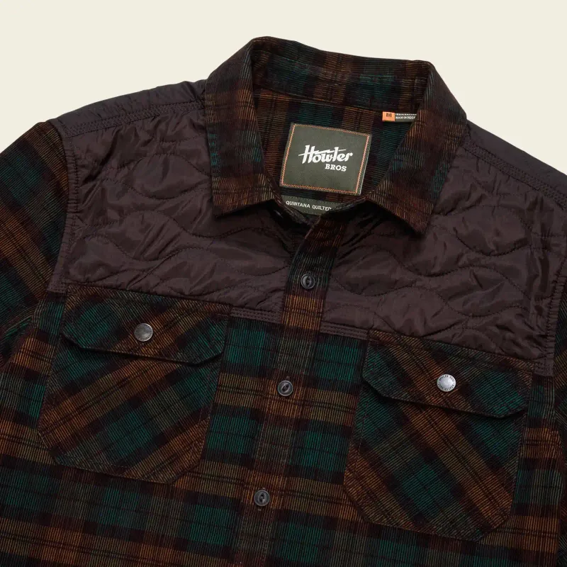 Howler Brothers Quintana Quilted Flannel in Brock Plaid Earth, alternate view 1