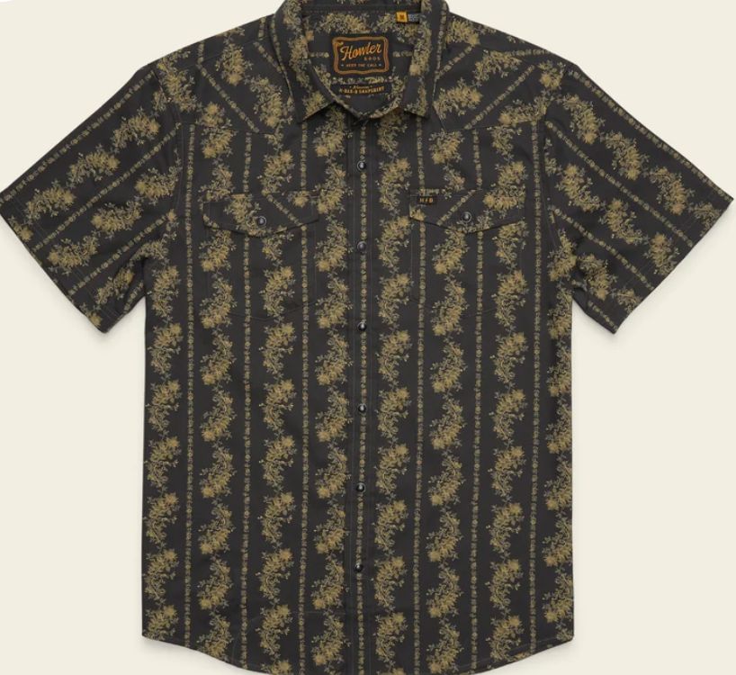 Howler Brothers H Bar B Snapshirt, Color: Grandpa's Curtains: Antique Black, Size: Medium
