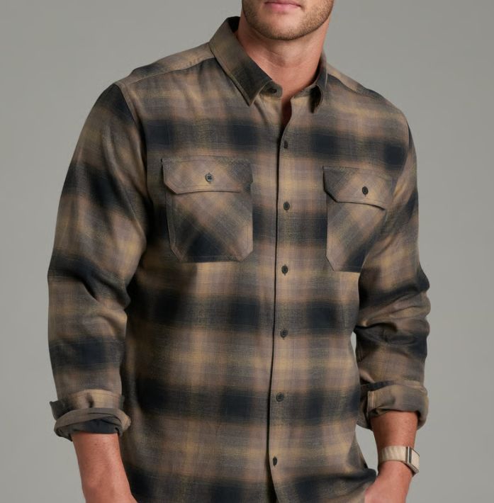 Kuhl Men's Dillingr Flannel, Color: Dark Sand, Size: Medium
