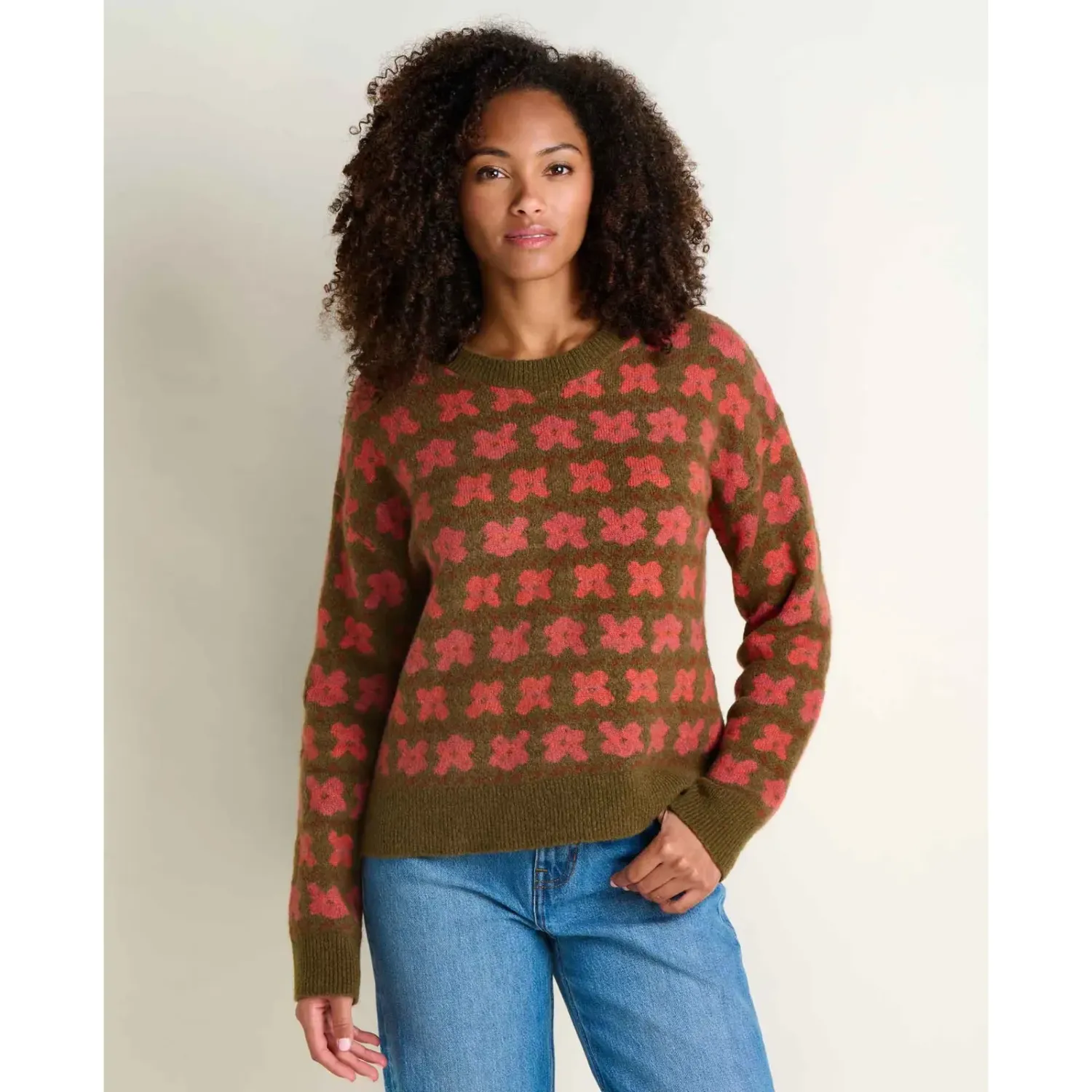 Toad&amp;Co Women's Wasatch Crew Sweater in Fir Pattern, alternate view 1