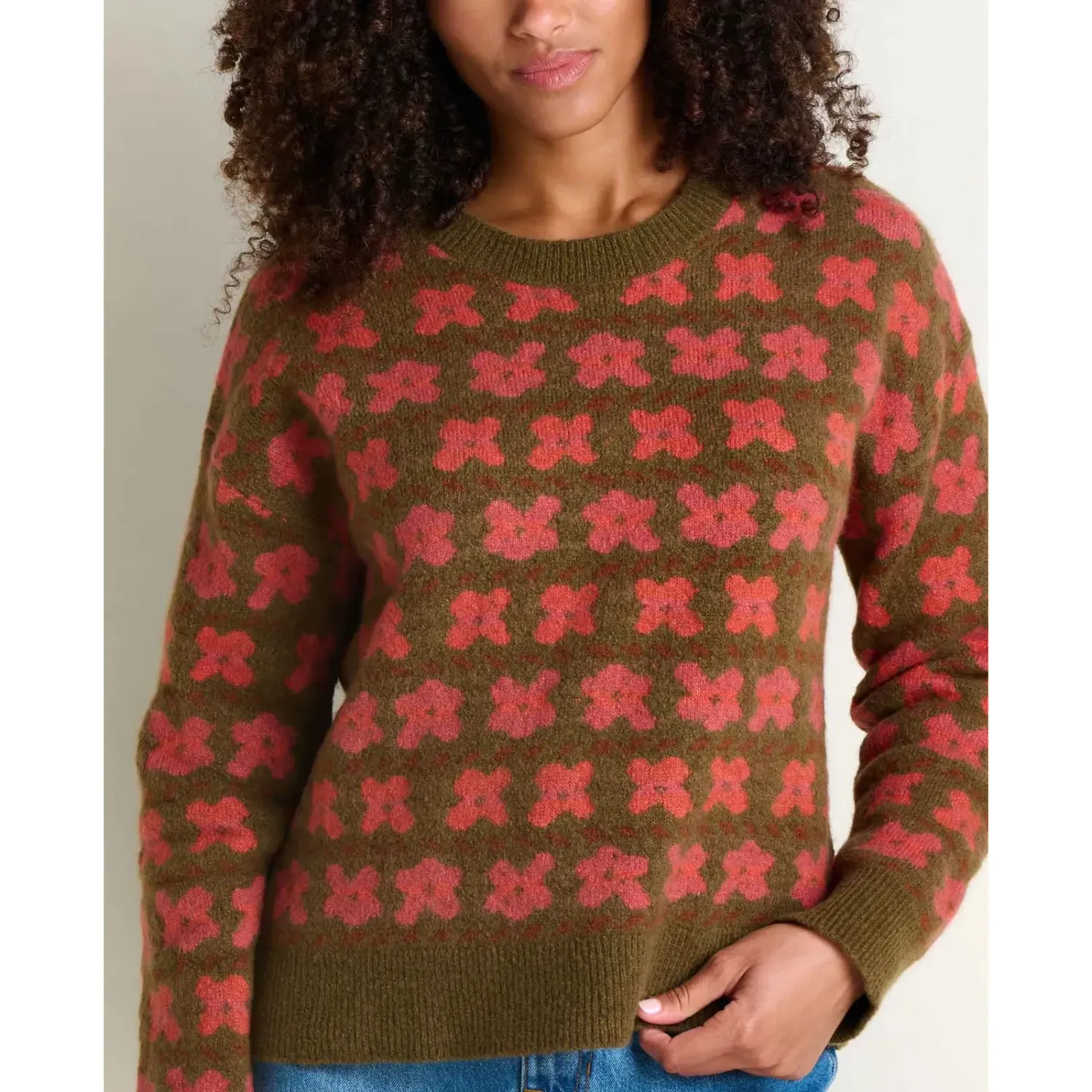 Toad&amp;Co Women's Wasatch Crew Sweater in Fir Pattern, alternate view 3