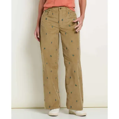 Toad&amp;Co Women's Coaster Cord Wide Leg Pant Embroidered, front view