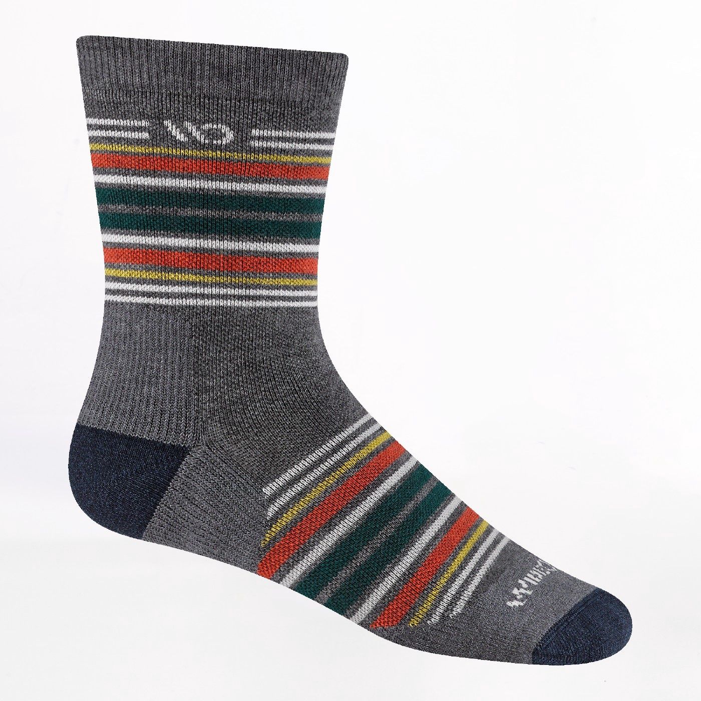 Wide Open Men's Multi Stripe Cushioned Micro Crew Socks, Color: Gray, Size: M
