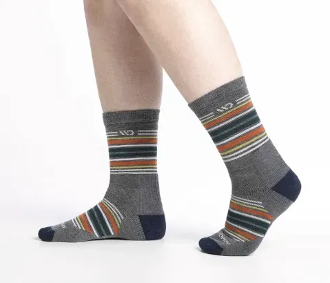 Wide Open Men's Multi Stripe Cushioned Micro Crew Socks, front view
