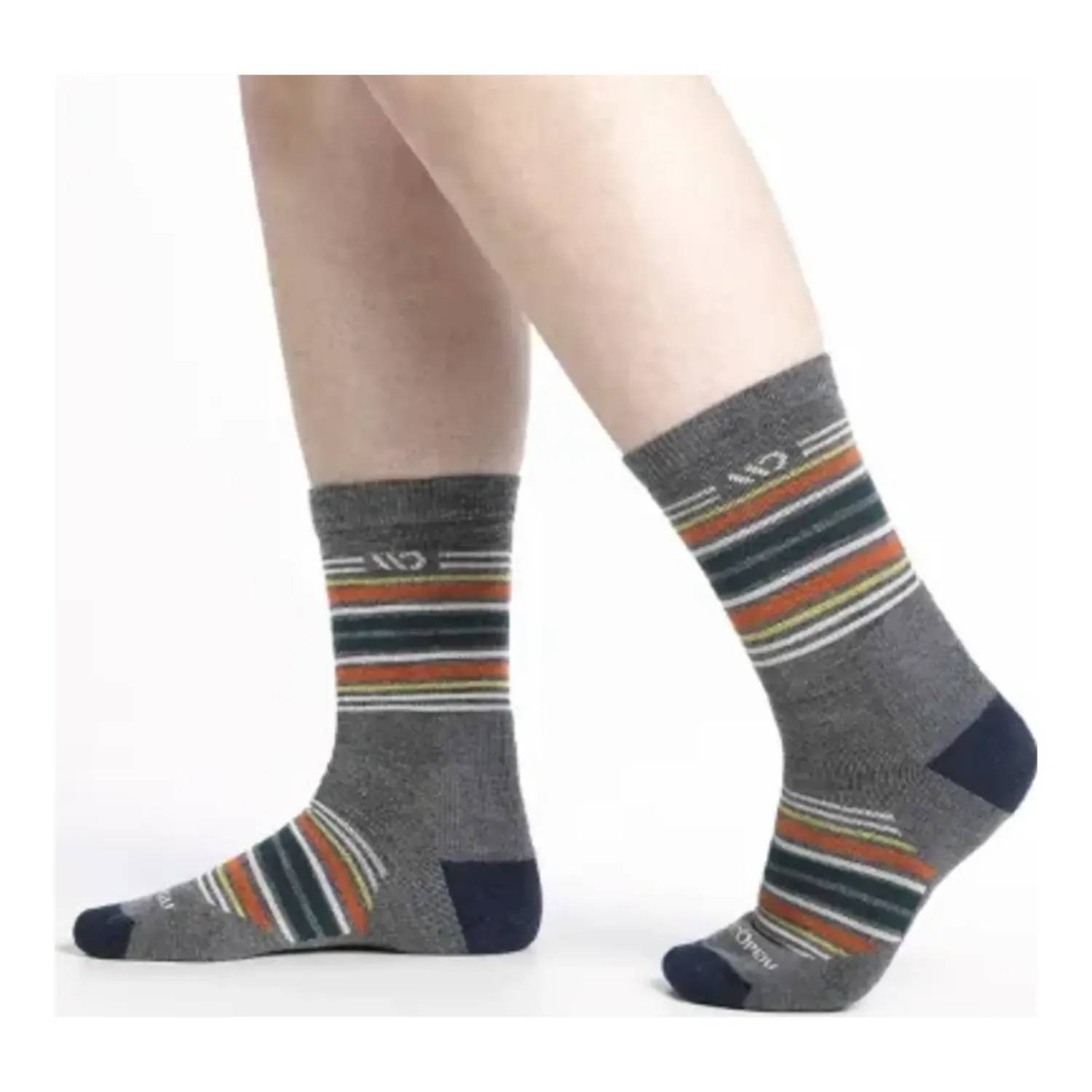 Wide Open Men's Multi Stripe Cushioned Micro Crew Socks, Color: Gray, Size: M