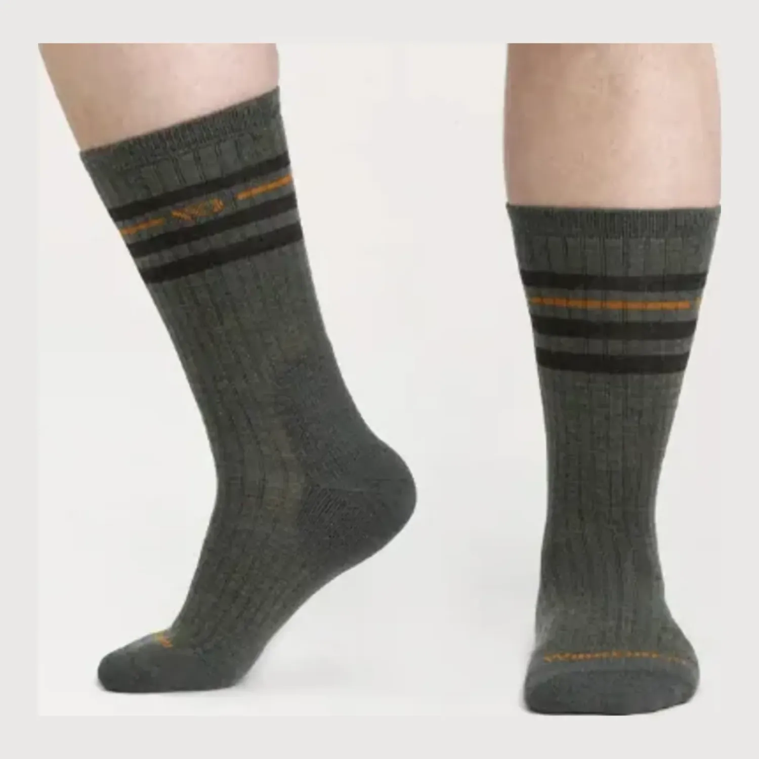 Wide Open Men's Vintage Stripe Cushioned Crew Socks, Color: Forest, Size: M