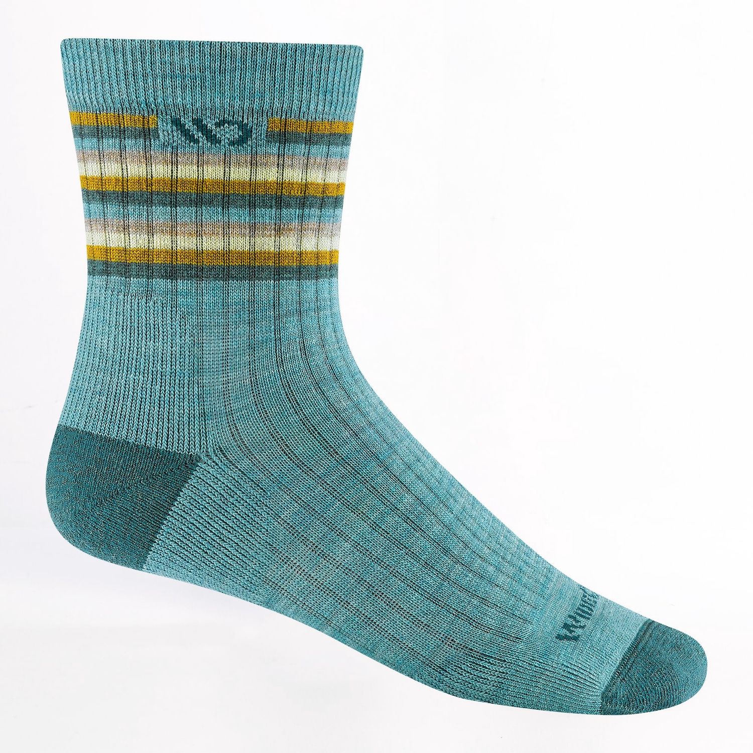 Wide Open Women's Multi Stripe Cushioned Micro Crew Socks, Color: Light Teal, Size: M