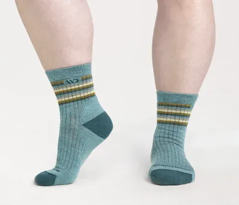 Wide Open Women's Multi Stripe Cushioned Micro Crew Socks, front view