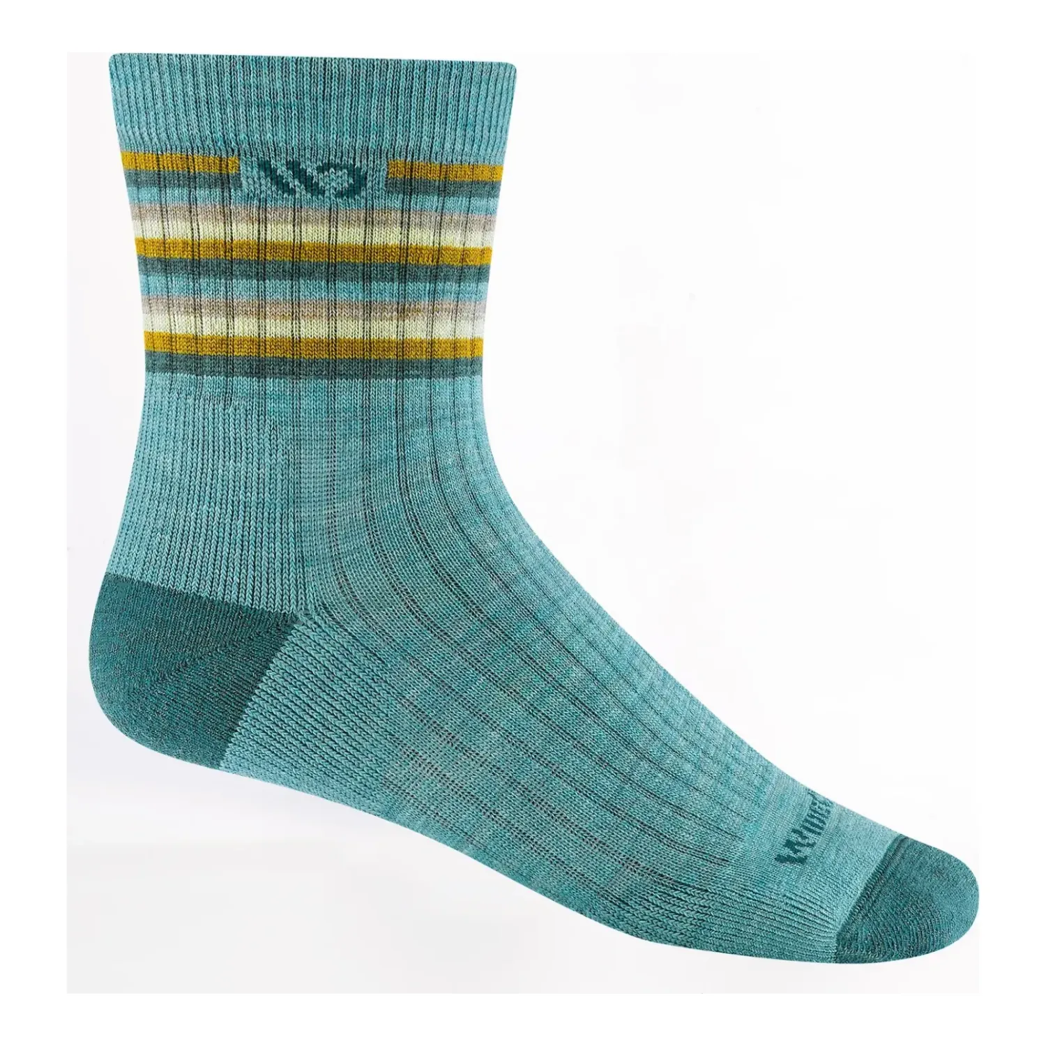 Wide Open Women's Multi Stripe Cushioned Micro Crew Socks in Light Teal, alternate view 1