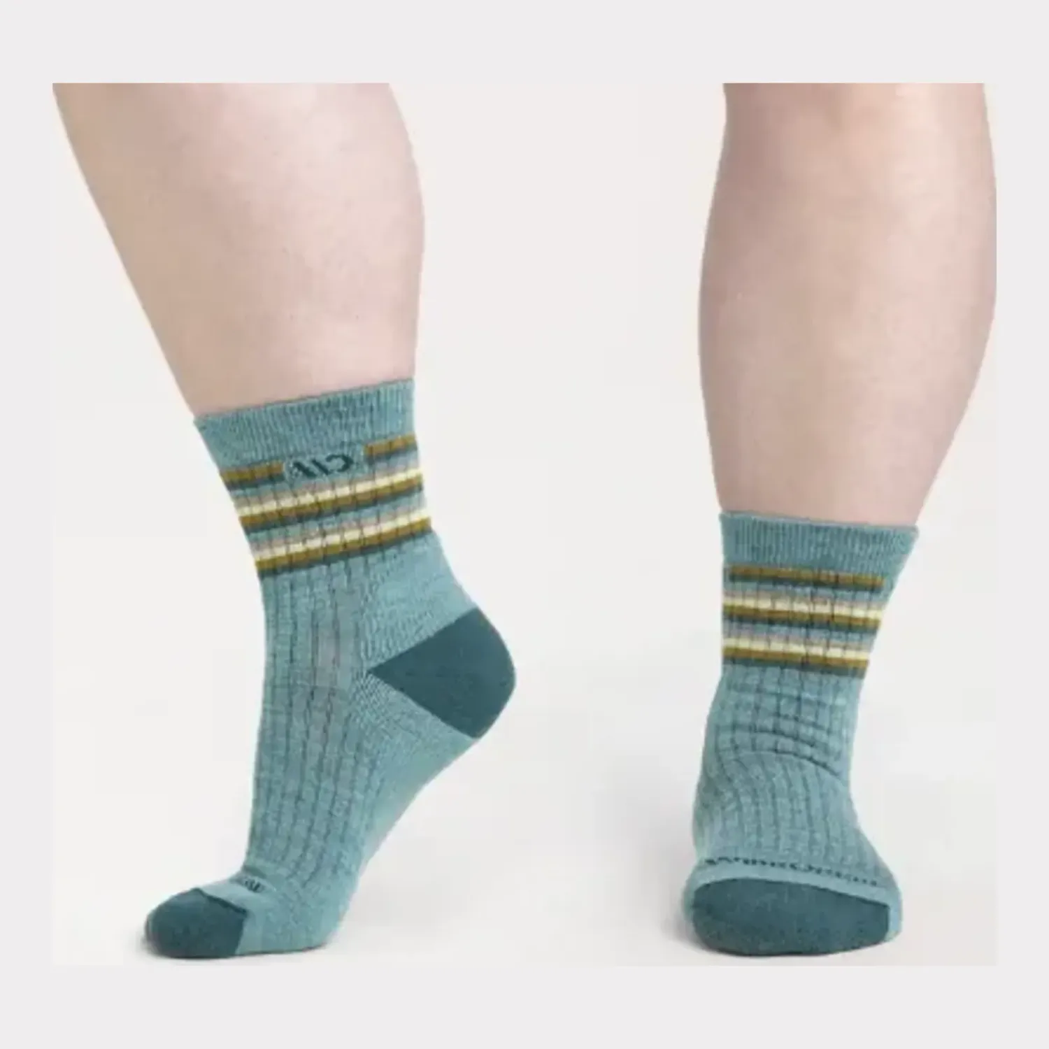 Wide Open Women's Multi Stripe Cushioned Micro Crew Socks, Color: Light Teal, Size: M