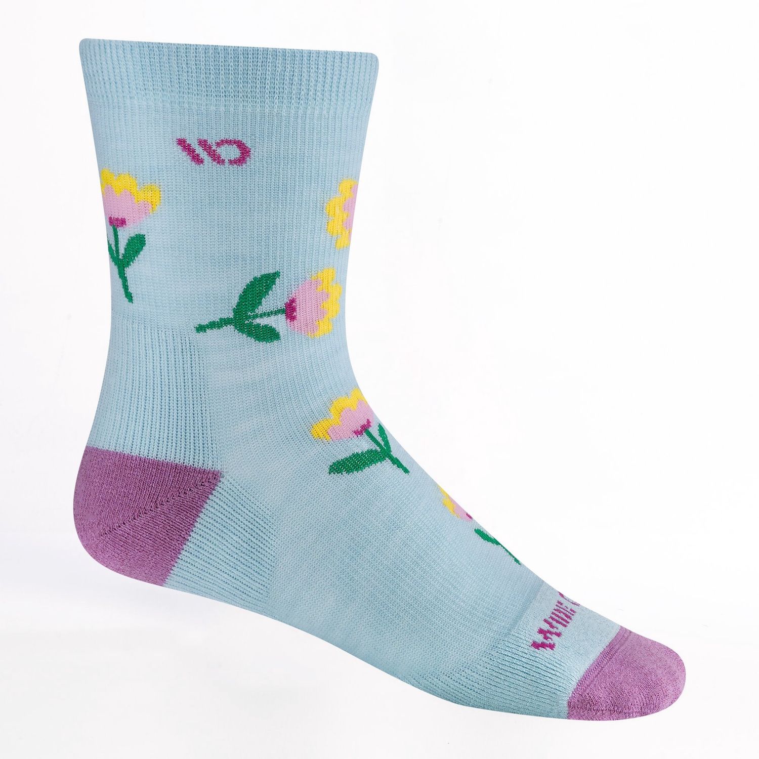 Wide Open Women's Full Bloom Cushioned Micro Crew Socks, Color: Viola Skylight, Size: S