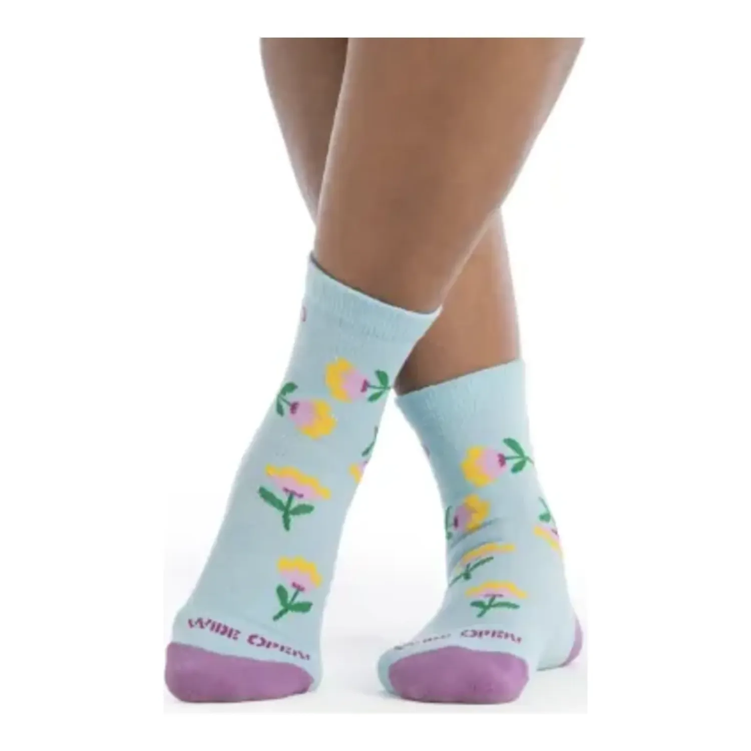Wide Open Women's Full Bloom Cushioned Micro Crew Socks, Color: Viola Skylight, Size: S