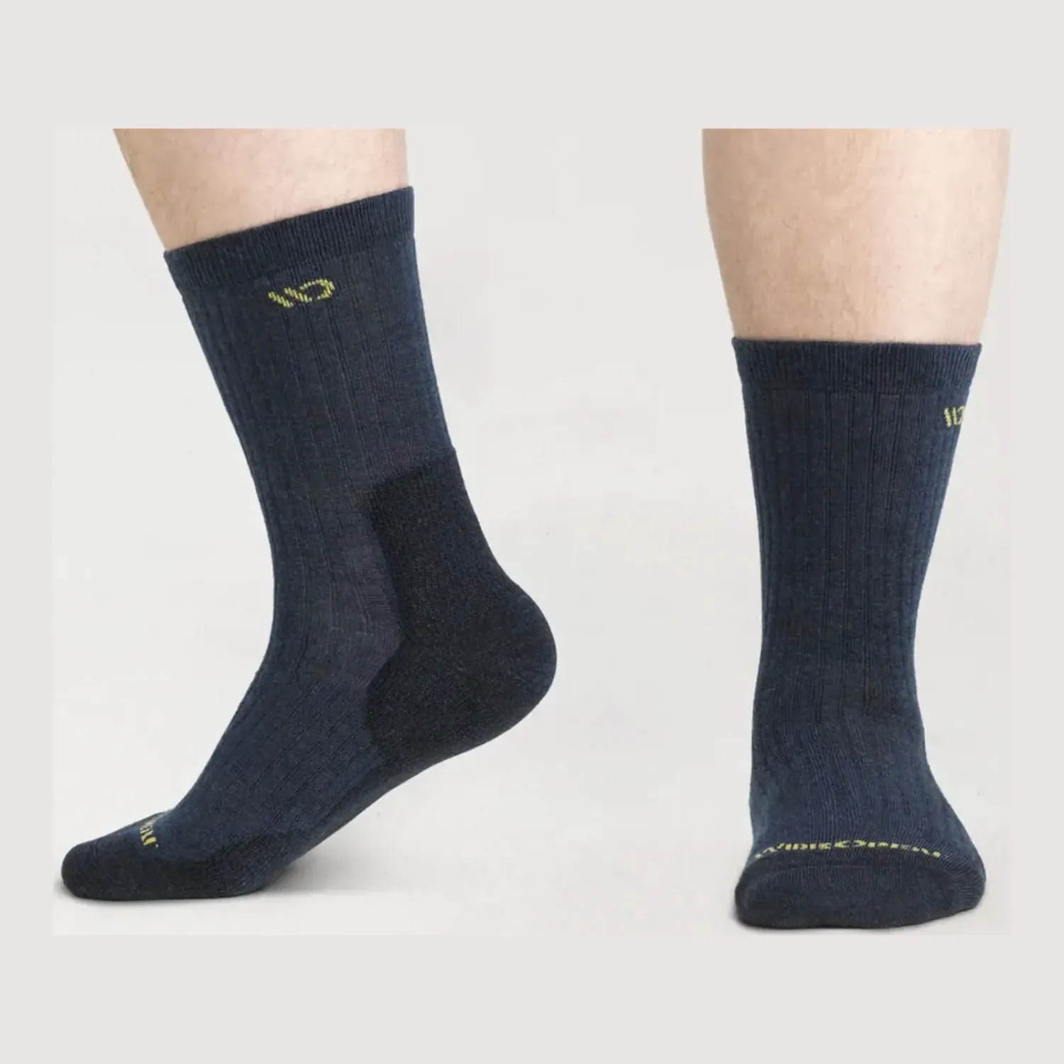 Wide Open Men's Solid Cushioned Micro Crew Socks, Color: Denim, Size: XL
