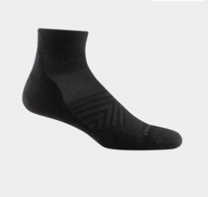 1040 - Darn Tough Men's Run Quarter Cushion Ultra-Lightweight Running Socks, Color: Black, Size: L