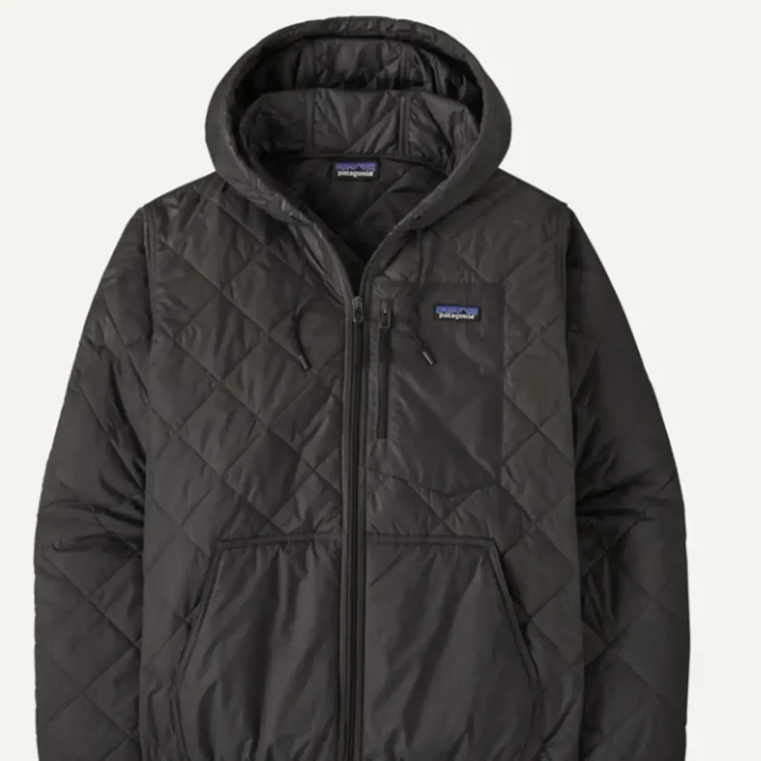 Patagonia Men's Diamond Quilted Bomber Hoody, Color: Black w/ Black, Size: XL
