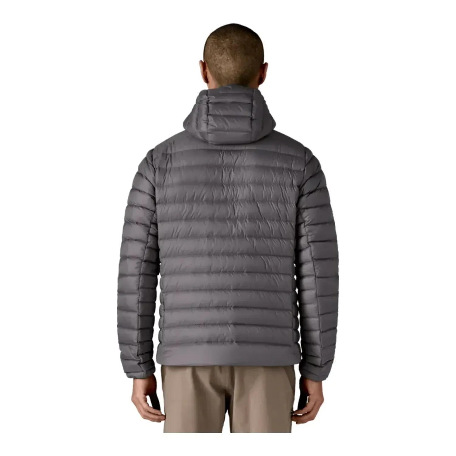 Patagonia Men's Down Sweater Hoody in Forge Grey, alternate view 6
