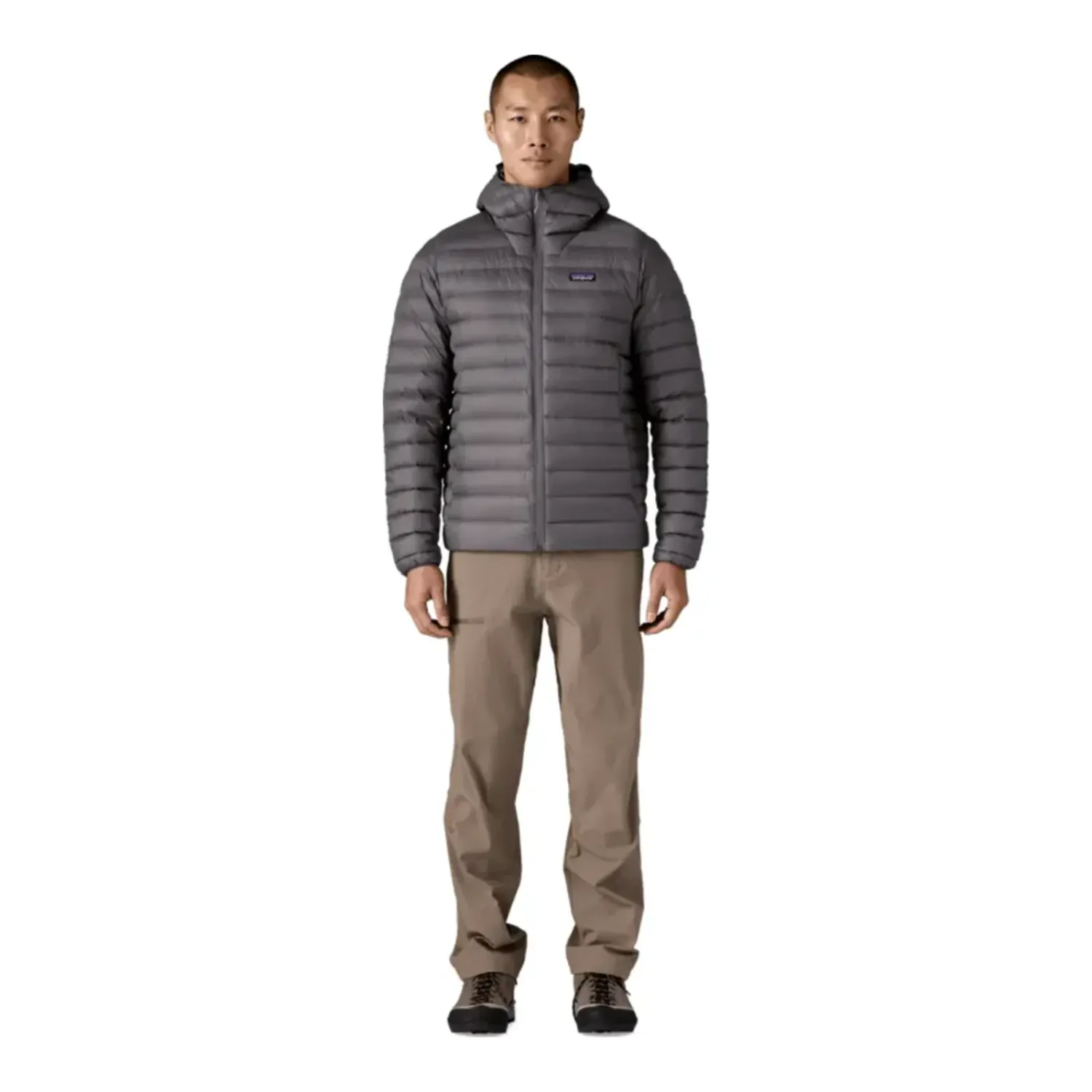 Patagonia Men's Down Sweater Hoody in Forge Grey, alternate view 7