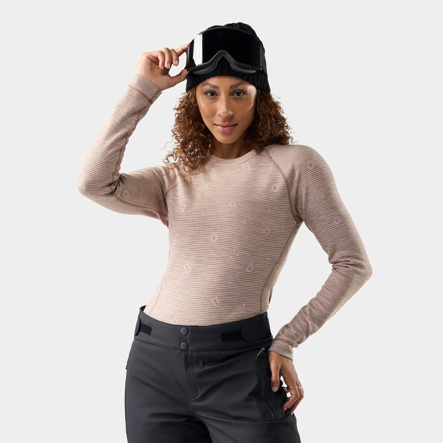 Smartwool Women's Classic Thermal Merino Base Layer Crew, Color: Almond Mini Meadow, Size: M