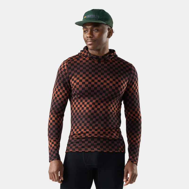 Smartwool Men's Classic Thermal Merino Base Layer Hoodie in Burnt Sienna Check, alternate view 1