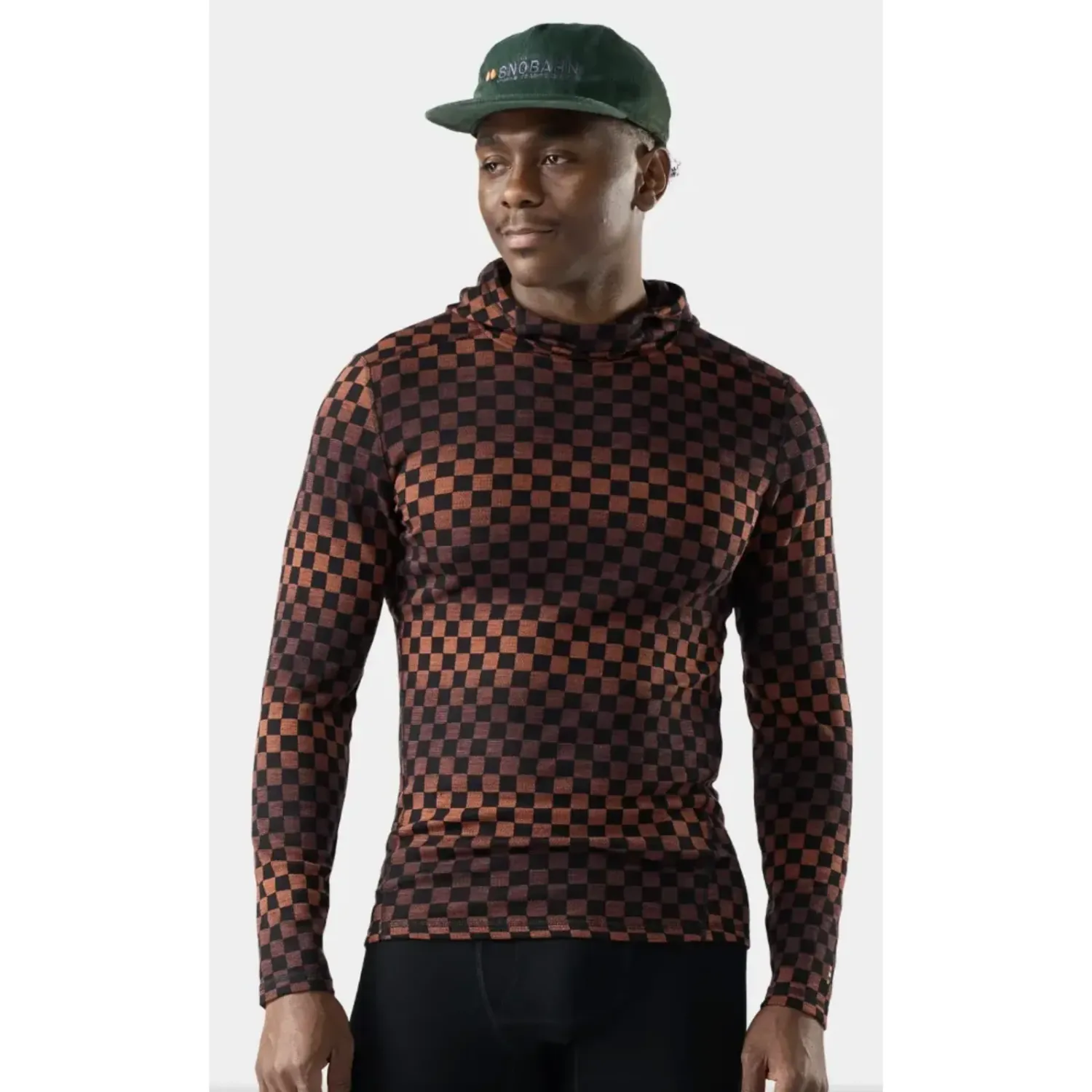 Smartwool Men's Classic Thermal Merino Base Layer Hoodie, Color: Burnt Sienna Check, Size: L