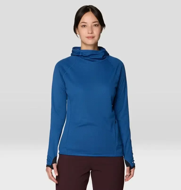Mountain Hardwear Women's Airmesh Long Sleeve Hoody, Color: Berry Blue, Size: Small