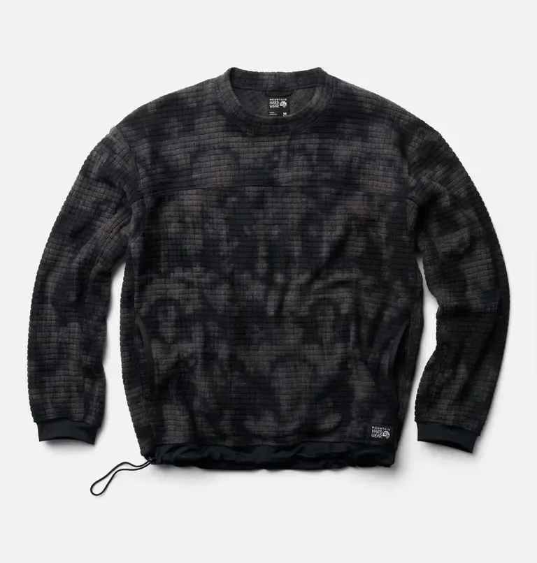 Mountain Hardwear Men's Summit Grid Big Grid Pullover Crew, Color: Black Shadowdye Print, Size: Medium