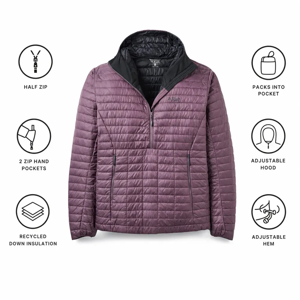 Rab Women's Microlighter Pullover Hoody in Dark Iris, alternate view 1