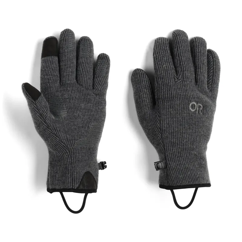 Outdoor Research Men's Flurry Sensor Gloves in Charcoal, front view