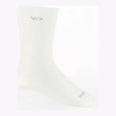 Wide Open Women's Solid Crew Socks in White, front view
