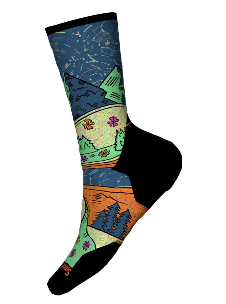 Smartwool Women's Trail Run Targeted Cushion Mountain Print Crew Socks