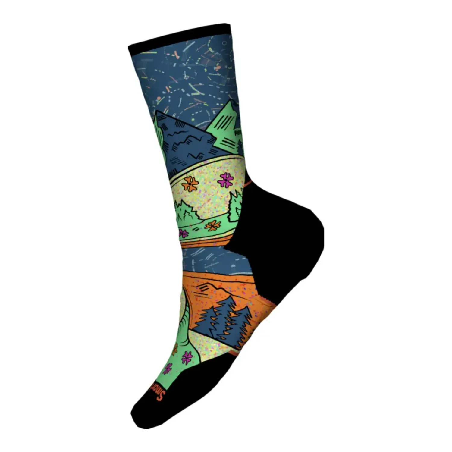 SW002698 - Smartwool Women's Trail Run Targeted Cushion Mountain Print Crew Socks, Color: Twilight Blue, Size: L