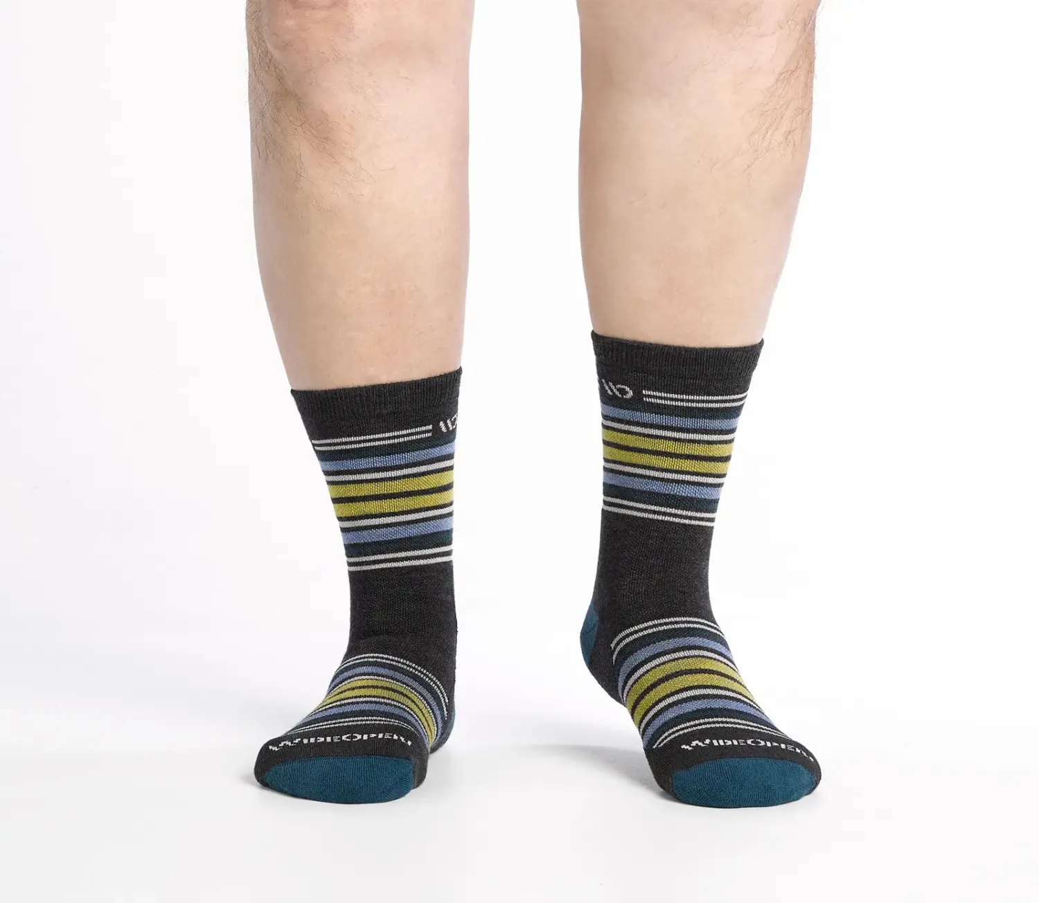 Wide Open Men's Multi Stripe Socks in Charcoal, alternate view 1