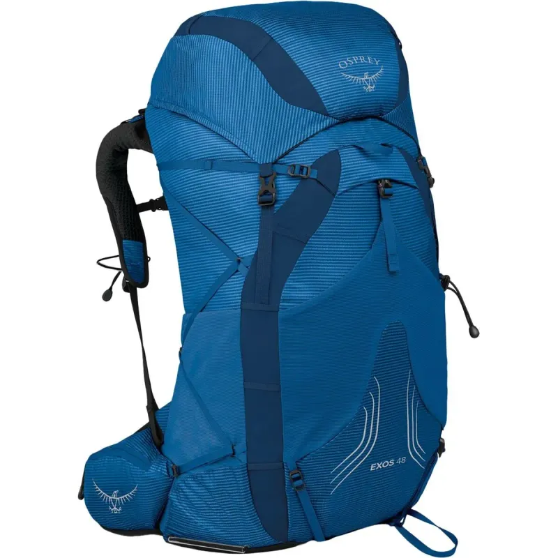 Osprey Exos 48 Backpack in Blue Ribbon, front view