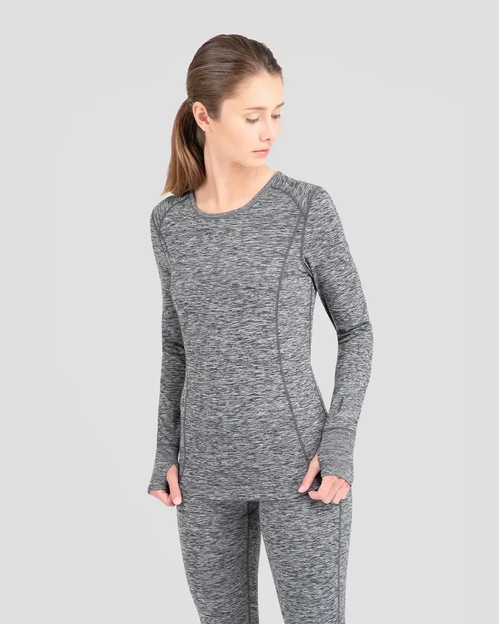 Terramar Women's C9 Scoop Neck Top, Color: Dk Grey Mel, Size: S
