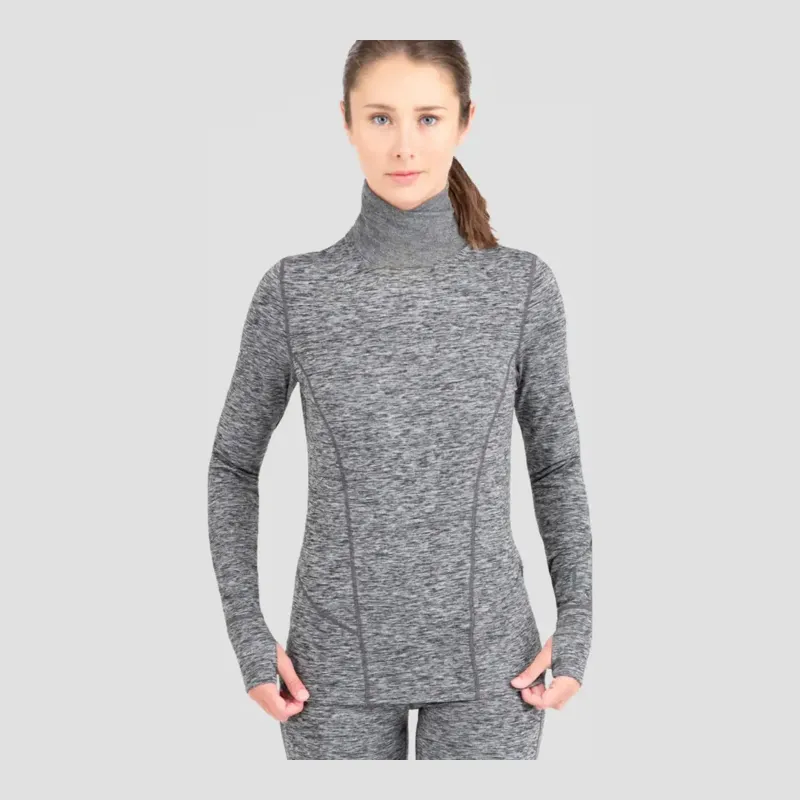 Terramar Women's C9 Turtleneck in Grey Mel, front view