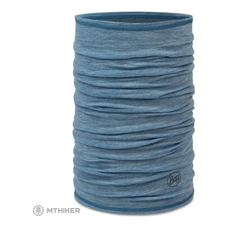 Buff Lightweight Merino Wool Neckwear in Lake Blue, front view