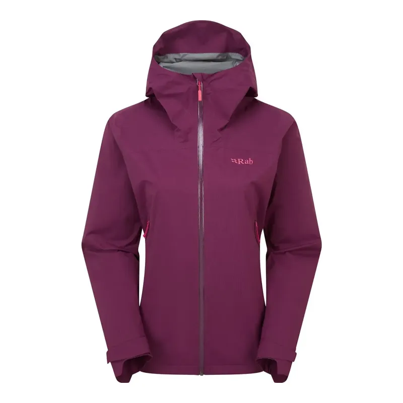 Rab Women's Downpour Light Jacket in Mulberry, front view