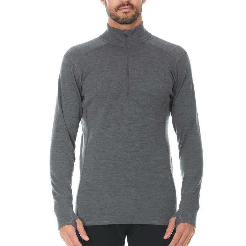 Minus33 Men's Midweight Base Layer 1/4 Zip in Grey, front view