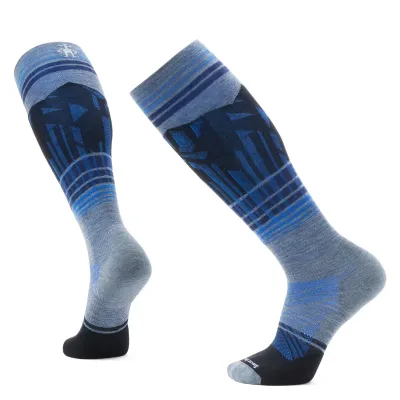 Smartwool Men's Ski Targeted Cushion Summit Shot Over The Calf Socks in Pewter Blue, front view