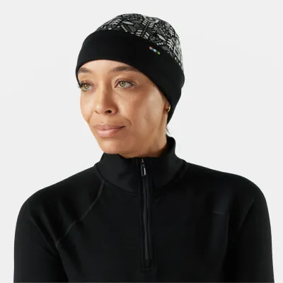 Smartwool Reversible Cuffed Beanie in Black Floral, front view