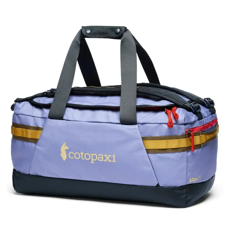 Cotopaxi Allpa Getaway 55L Duffel in Blue Smoke, front view