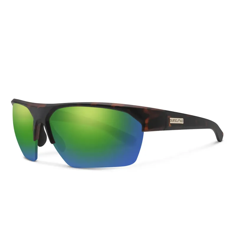 Suncloud Rival Sunglasses in Matte Tortoise Polarized Green Mirror, front view