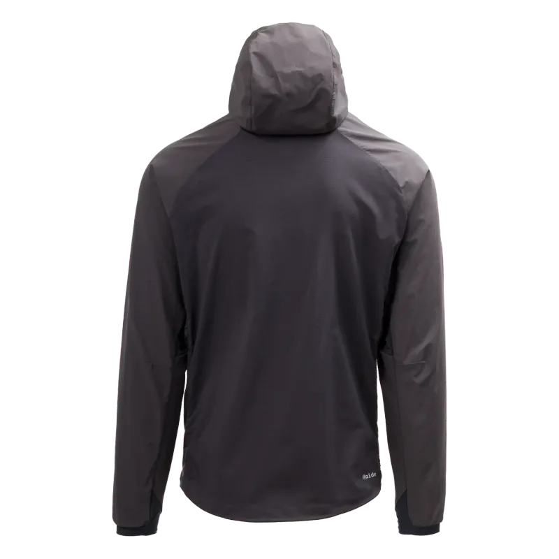 Raide Men's TourTech Hybrid Hoody in Black, back view