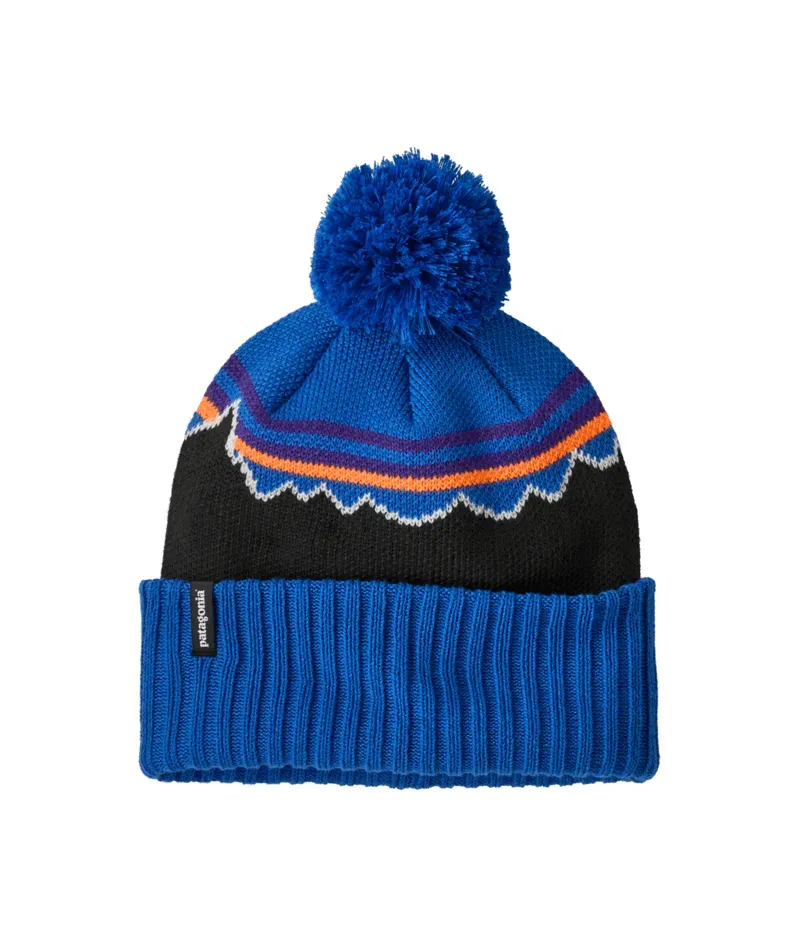 Patagonia Kids Powder Town Beanie in Classic Fitz Roy P6 Blue, alternate view 1
