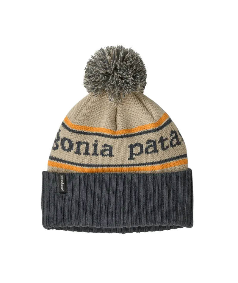 Patagonia Kids Powder Town Beanie in Park Stripe Weathered Stone, alternate view 2