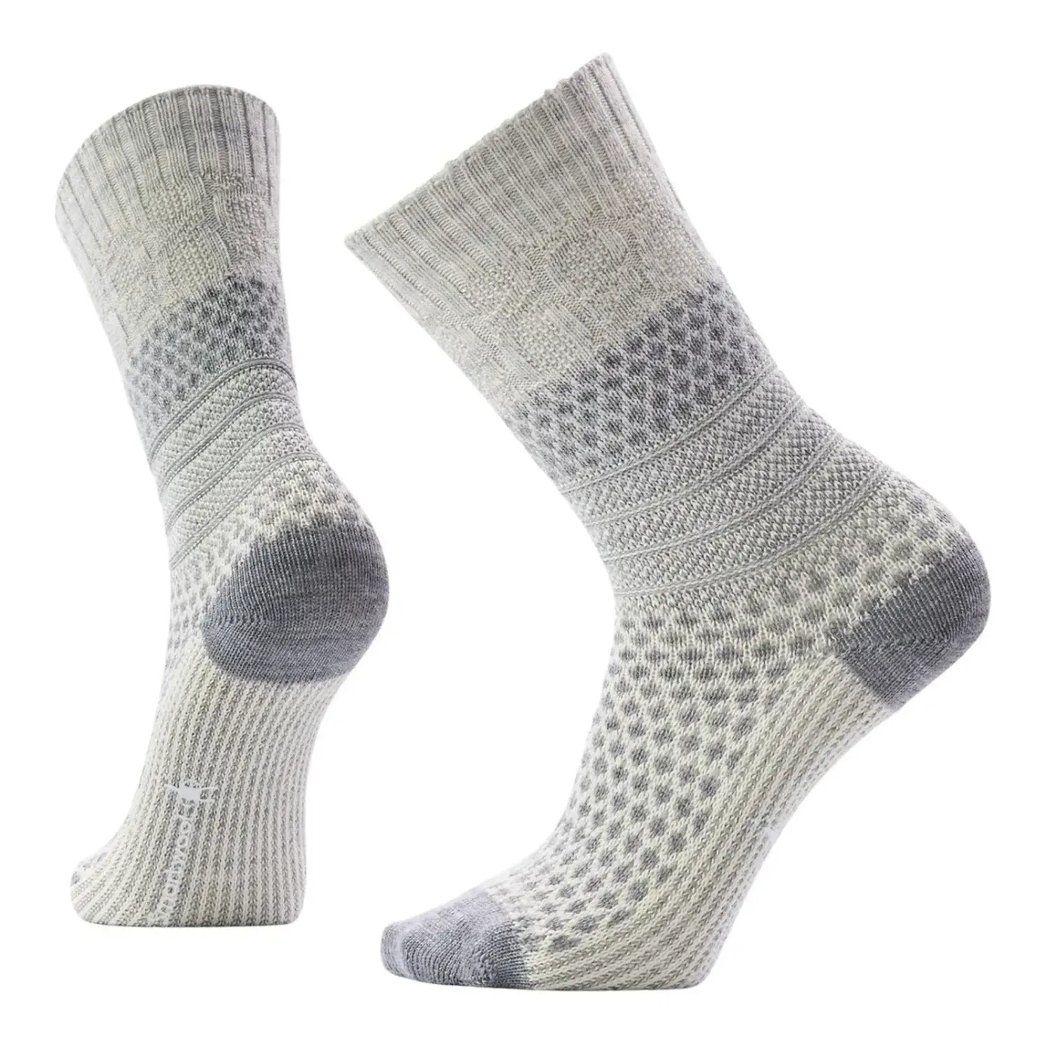 Smartwool Women's Everyday Cozy Popcorn Cable Crew Socks Light Gray, Color: Light Gray, Size: S
