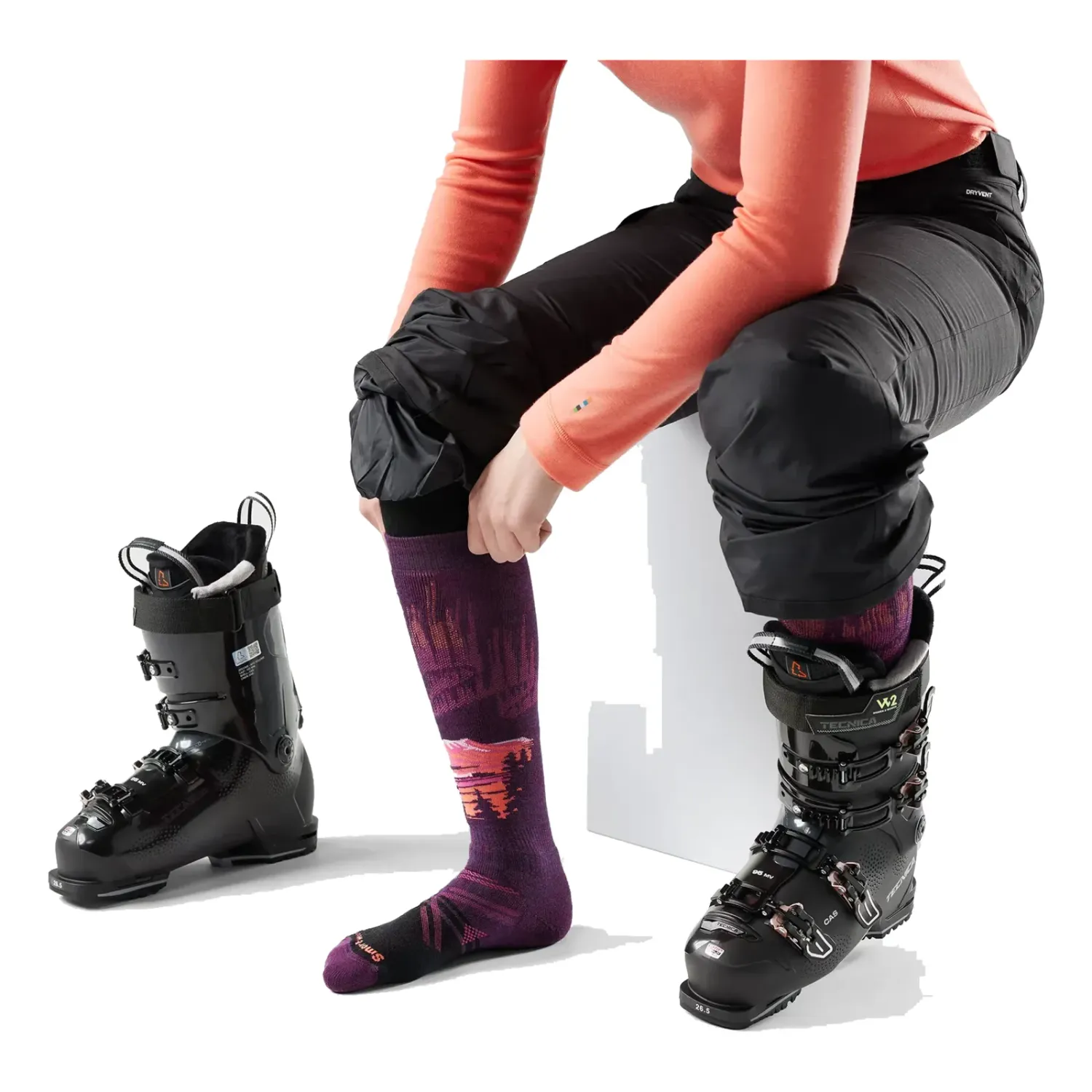 SW002908 - Smartwool Women's Ski Full Cushion Alpine Auroras Over The Calf Socks, alternate view 1