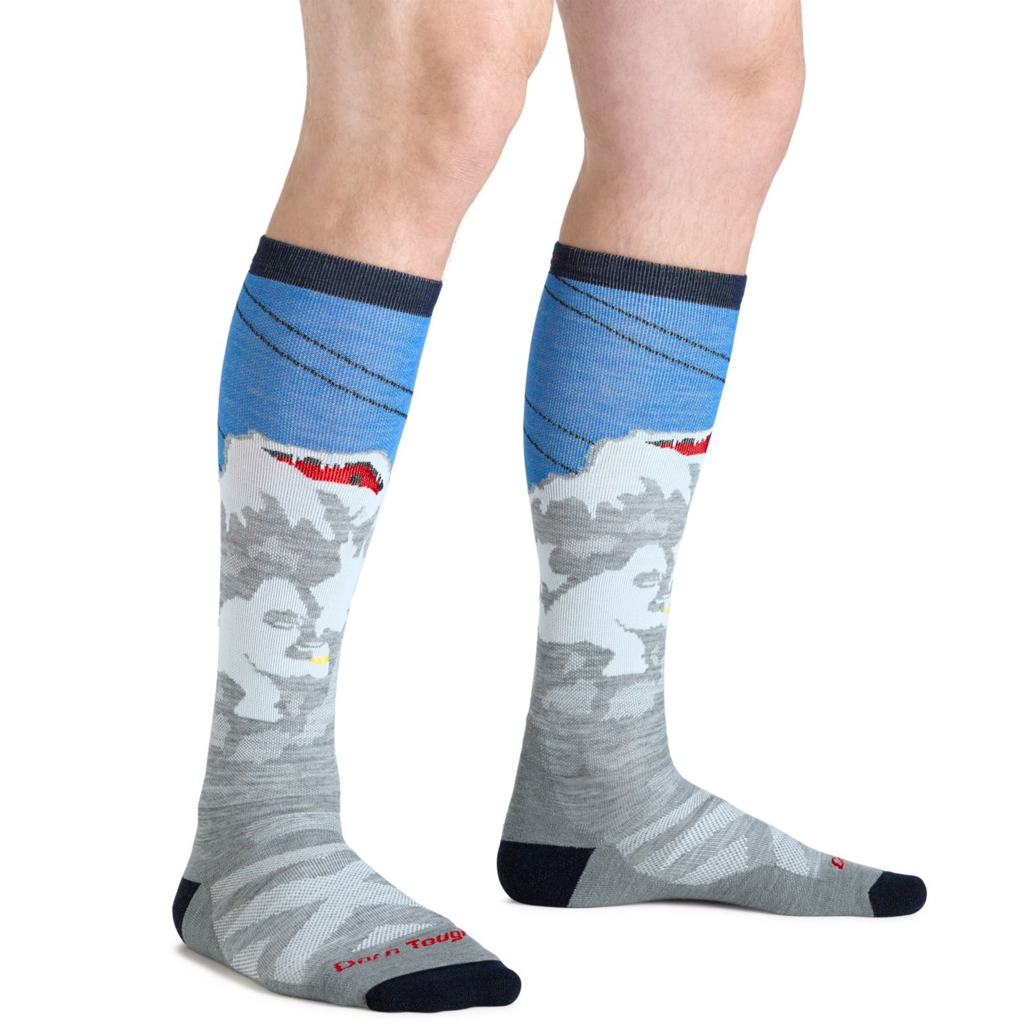 8043 - Darn Tough Heady Yeti Over The Calf Midweight Cushion Men's in Gray, alternate view 1