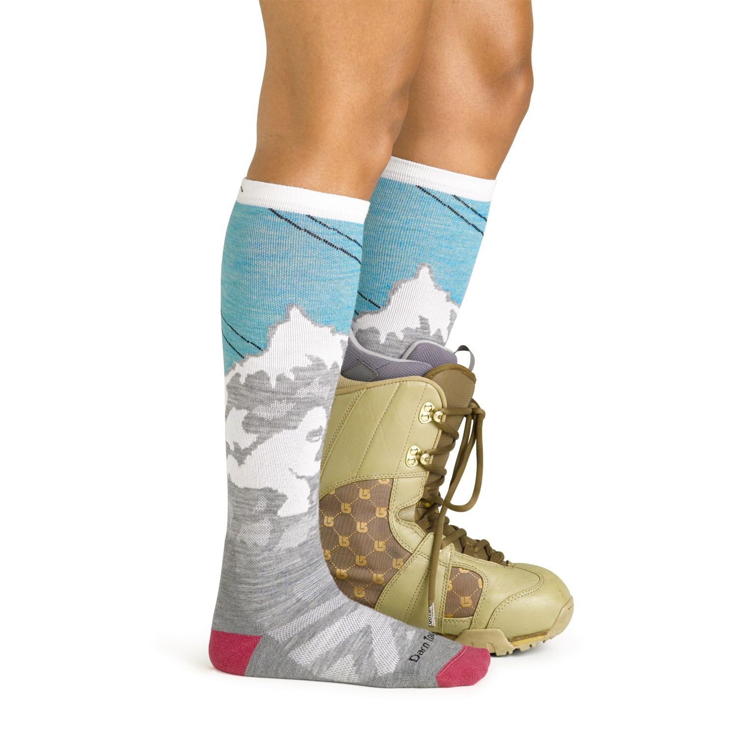 1827 - Darn Tough Yeti Over The Calf Midweight Cushion Women's in Aqua, alternate view 2