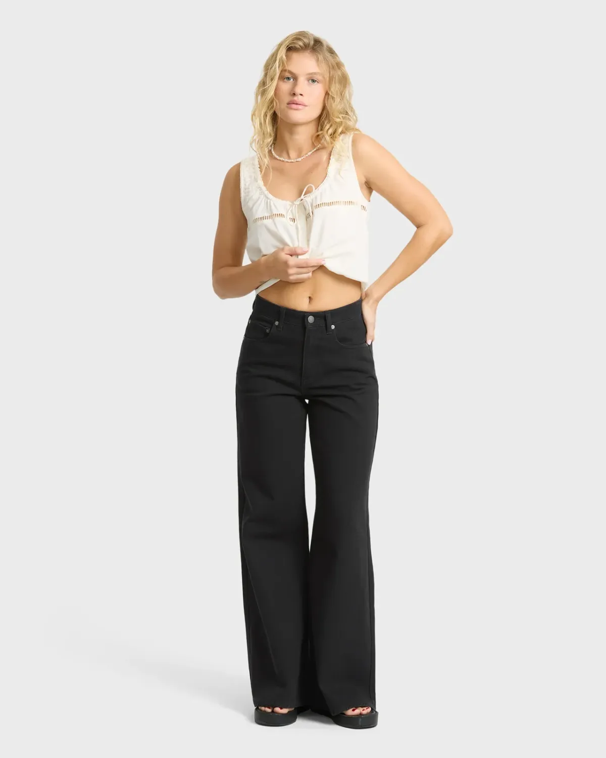 Billabong Women's Free Fall Flare Jean, Color: Black, Size: 25